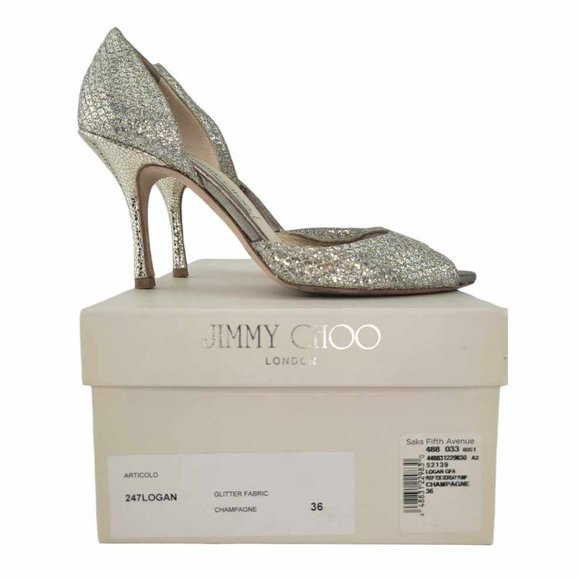 Jimmy Choo Shoes - AUTHENTIC JIMMY CHOO Logan GFA Peep Toe Dorsay Pump 36 IT (6 US) Champagne